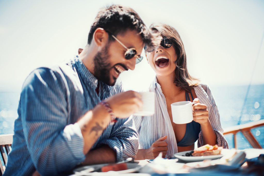 Coffee and fun on the sailing.